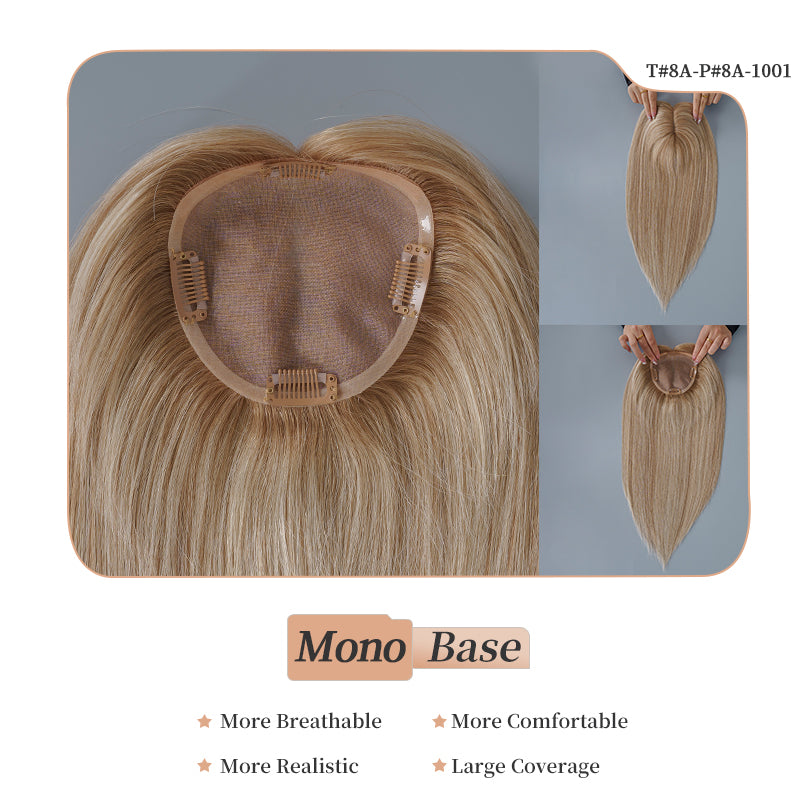 
                      
                        5x5 Mono Topper Hair| Highlighted Ash Bleach Blonde Golden Brown (#T8AP8A/1001)
                      
                    