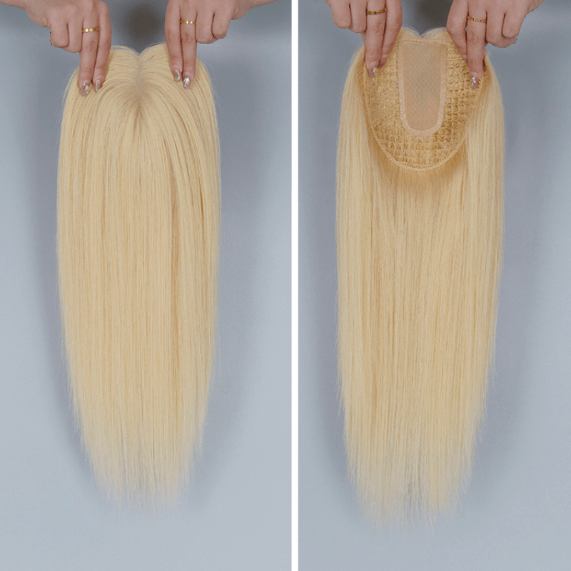 6*6 silk base hair topper blonde with fishnet