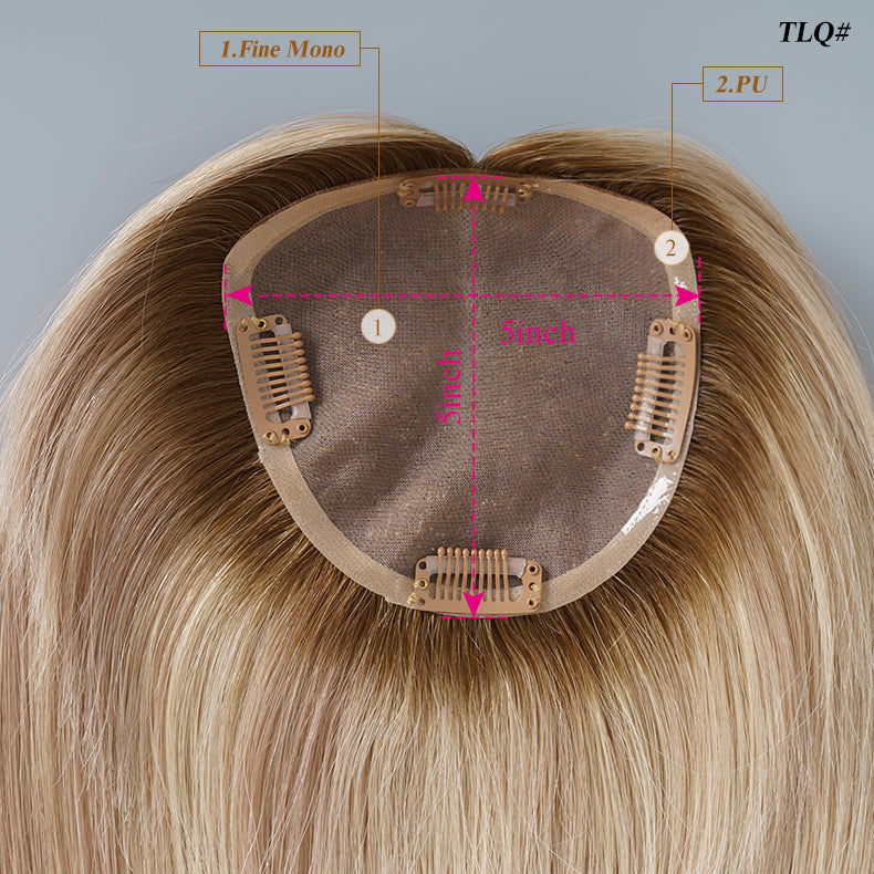 
                      
                        5x5 Mono Topper  Hair| Ombre Blonde With Brown Root (#TLQ)
                      
                    