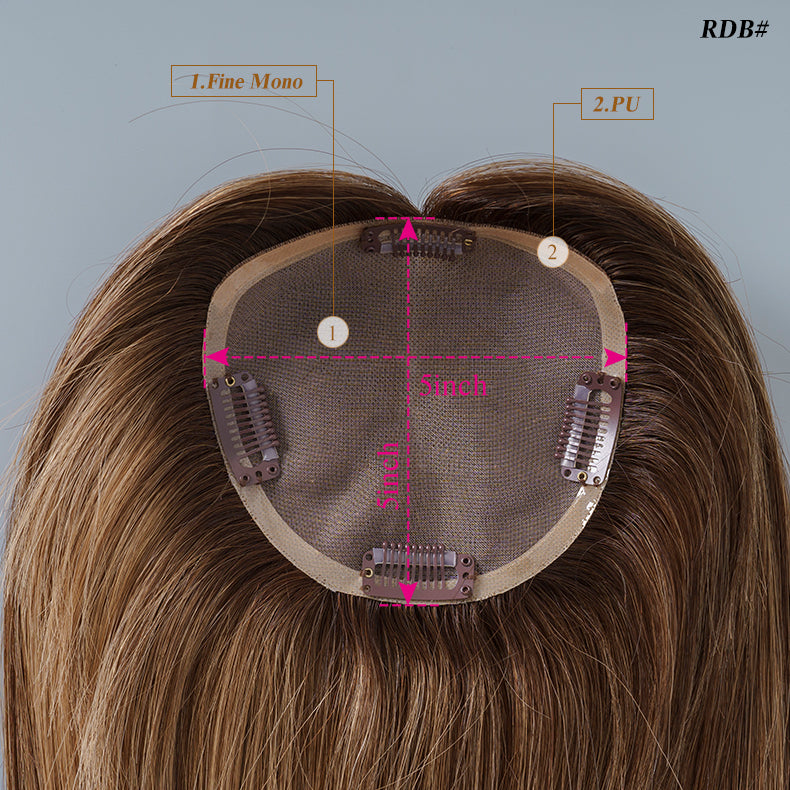 
                      
                        5x5 Mono Topper Hair| Chocolate and Golden Brown (#RDB)
                      
                    