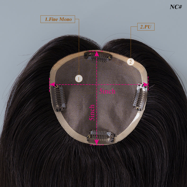 
                      
                        5x5 Mono Topper 100% Virgin Human Hair| Natural Black (#NC)
                      
                    