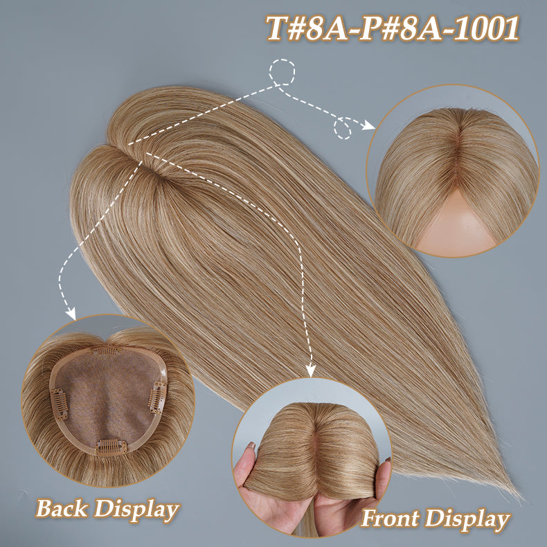 
                      
                        5x5 Mono Topper Hair| Highlighted Ash Bleach Blonde Golden Brown (#T8AP8A/1001)
                      
                    