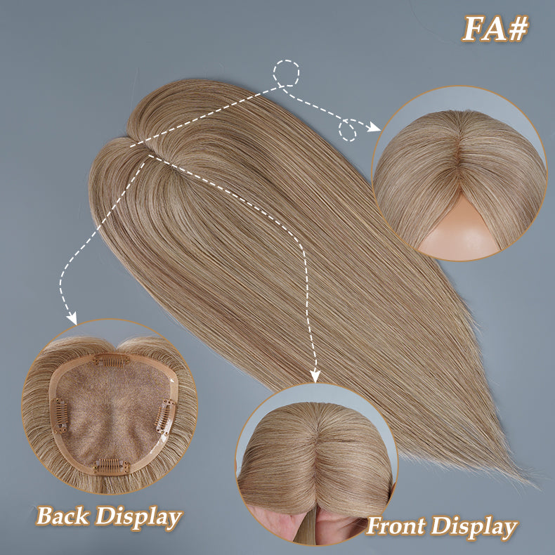 
                      
                        5x5 Mono Topper Hair| Light and Golden Blonde Highlights (#FA)
                      
                    